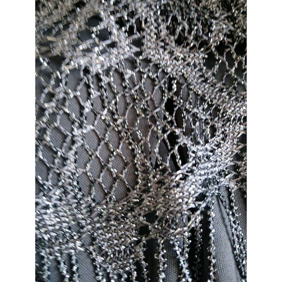 JACKIE JON NEW YORK SILVER LACE FRINGE LINED SHEER  PARTY DRESS W SZ 12 - Picture 16 of 16